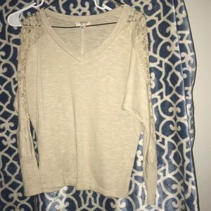 See through Long-sleeve V-Neck Blouse